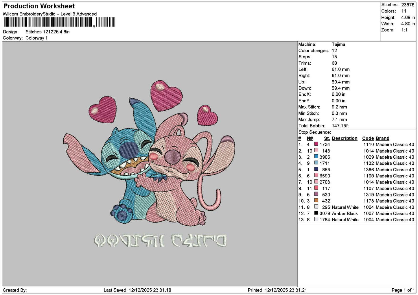 Stitch Hug 002 Embroidery File 6 sizes