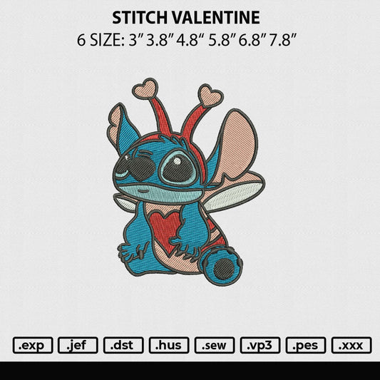 Stitch Valentine Embroidery File 6 sizes