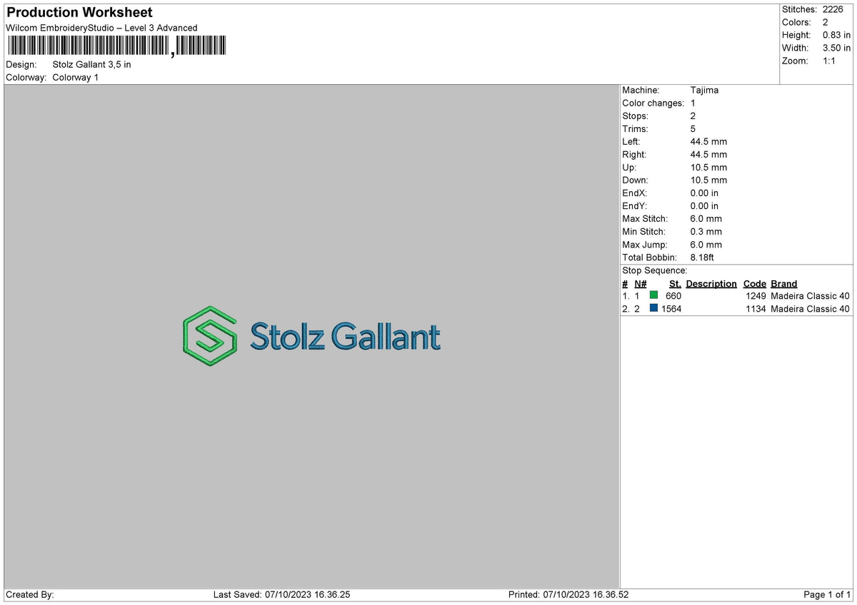 Stolz G Embroidery File 6 sizes
