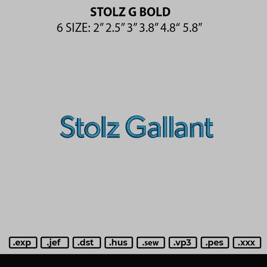 Stolz G Bold Embroidery File 6 sizes