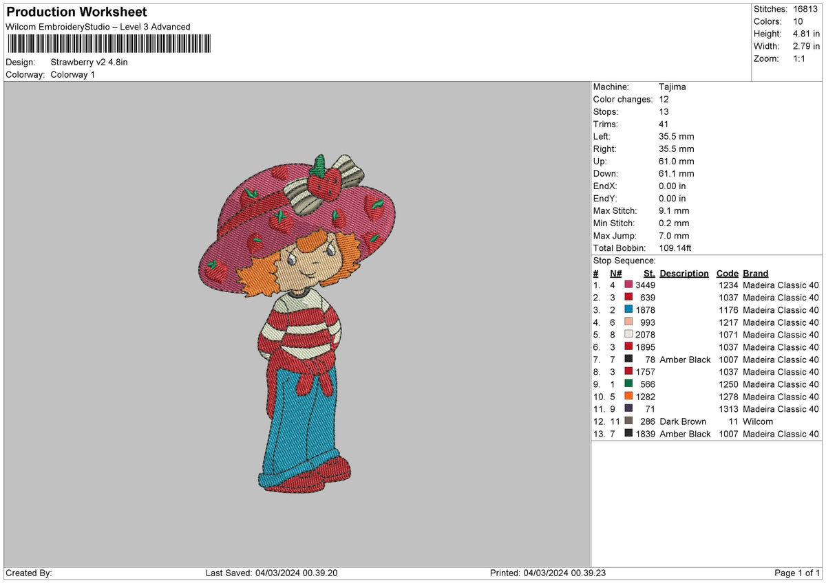 Strawberry V2 Embroidery File 6 sizes