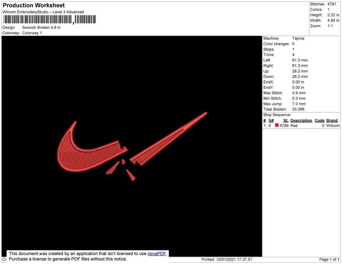 Nike Swoosh Broken Embroidery