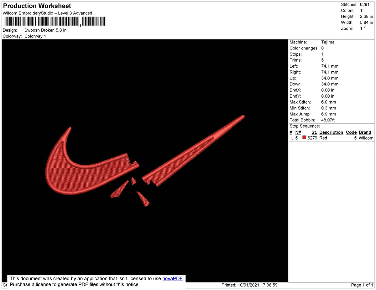 Nike Swoosh Broken Embroidery