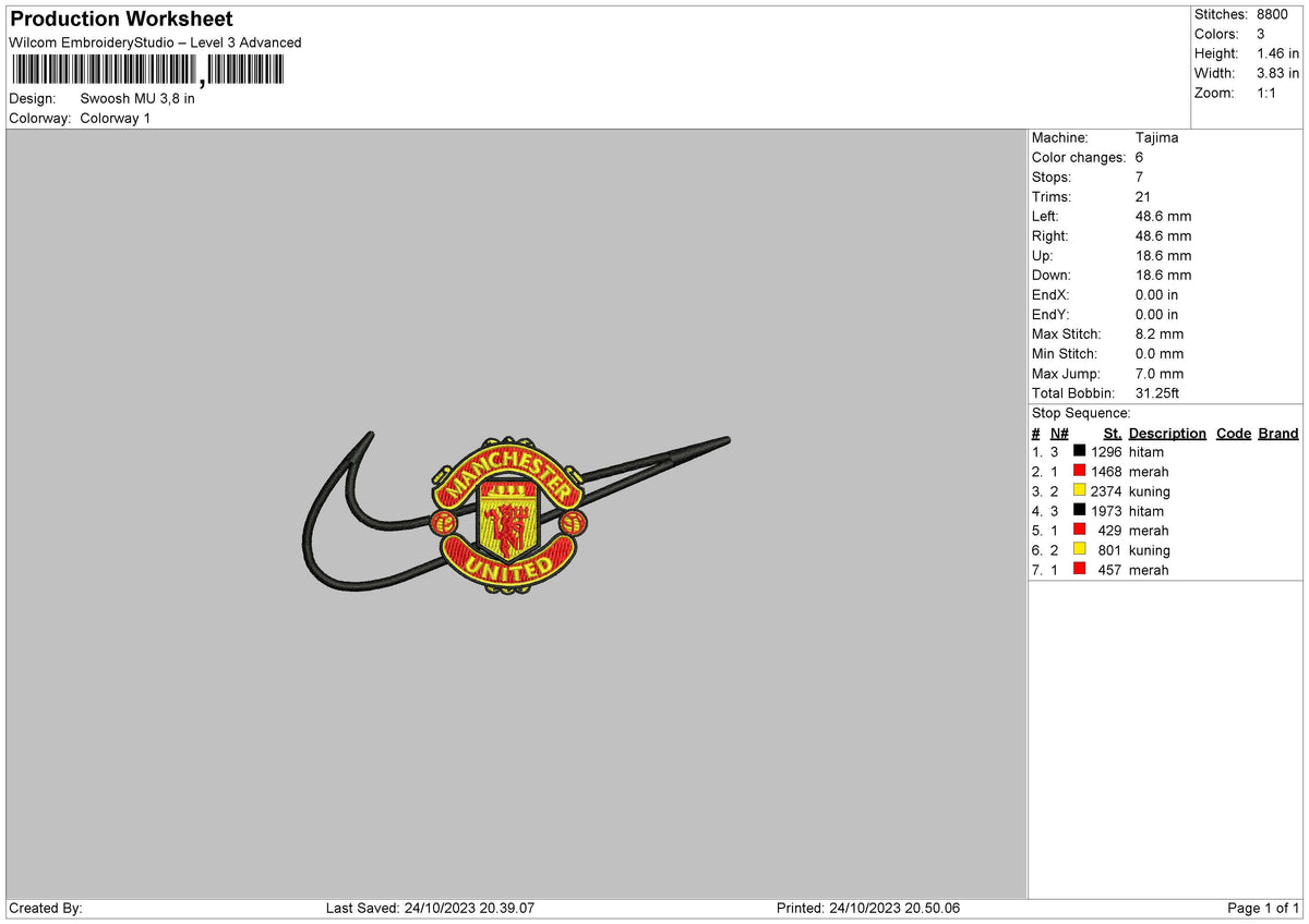 Swoosh United Embroidery File 6 sizes