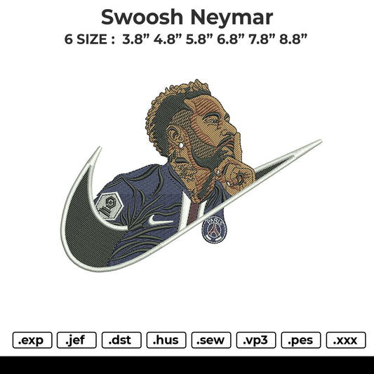 Swoosh Neymar Embroidery File 6 size