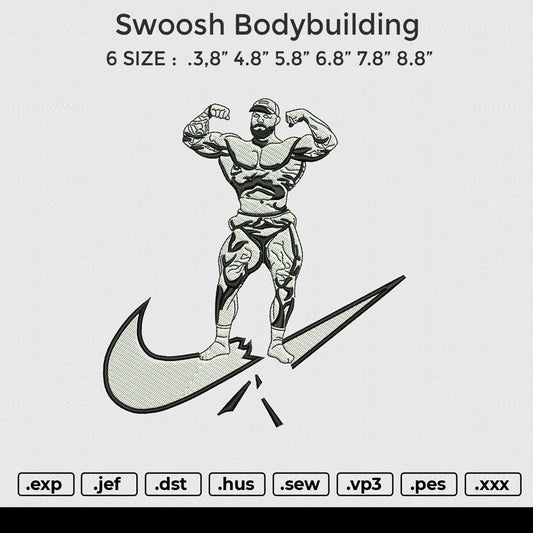 Swoosh Bodybuilding Embroidery File 6 size