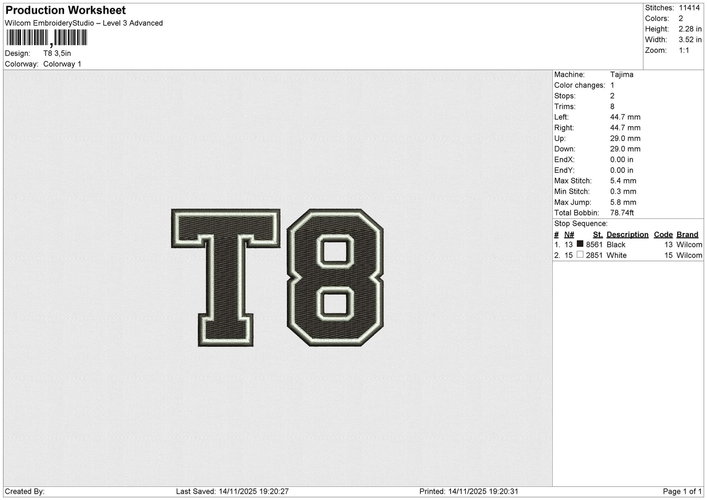 T8 Embroidery File 8 size