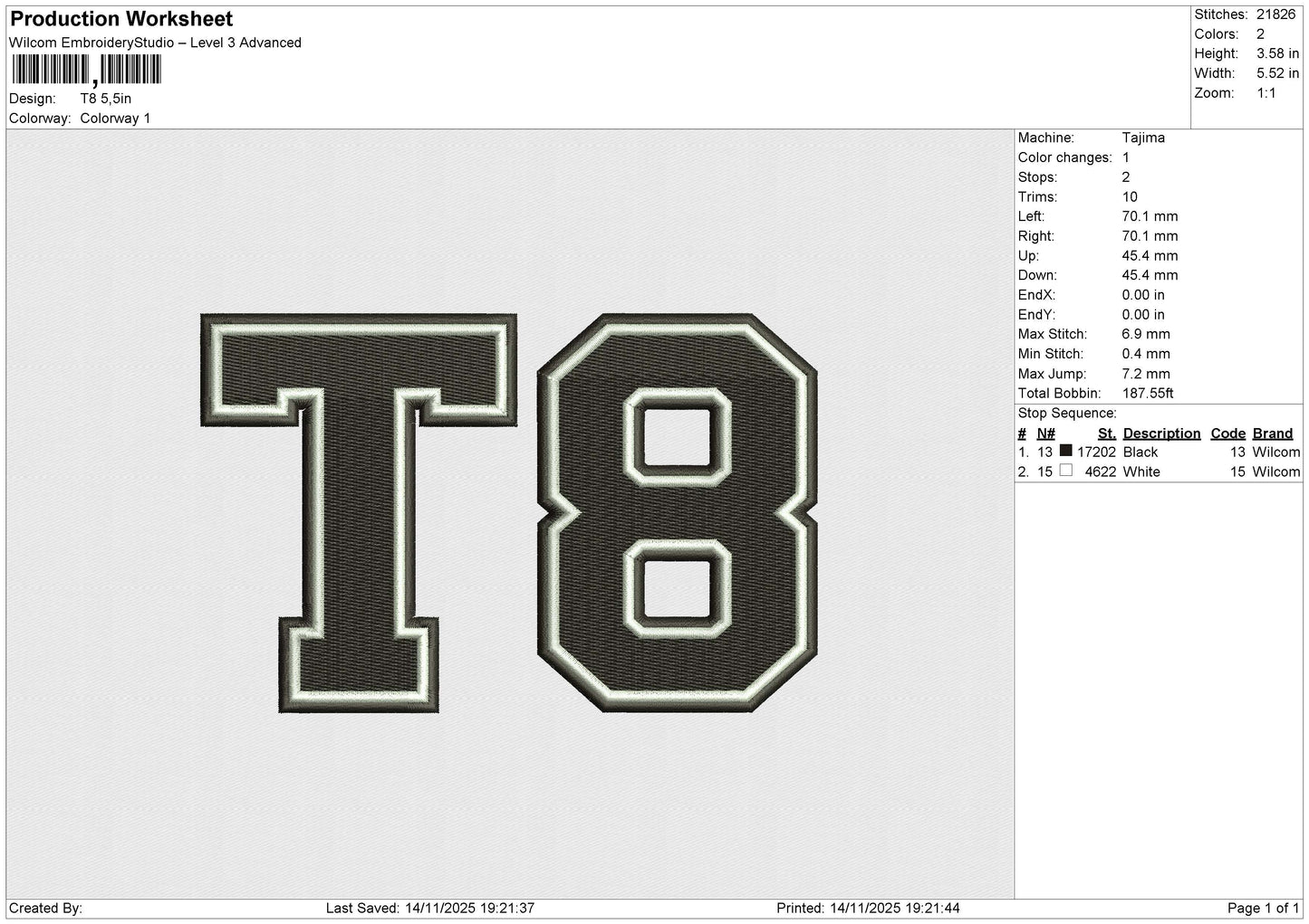 T8 Embroidery File 8 size