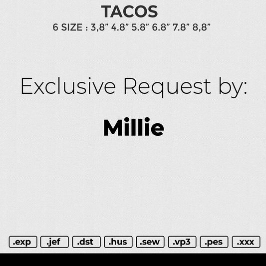TACOS Embroidery File 6 size
