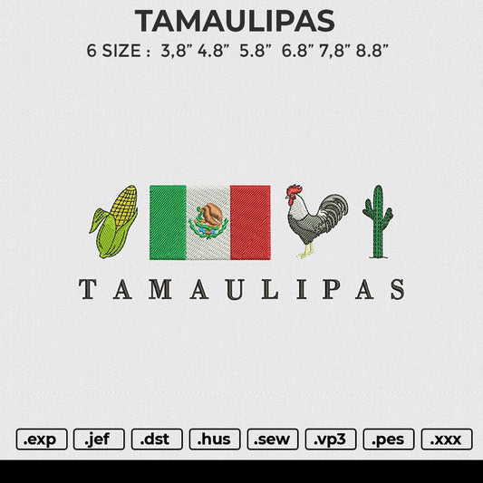 TAMAULIPAS Embroidery File 6 size