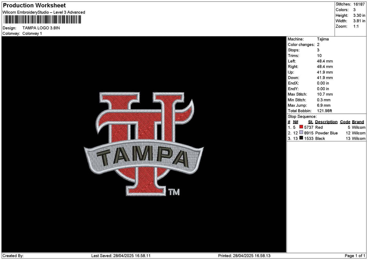 Tampatext Embroidery File 6 sizes