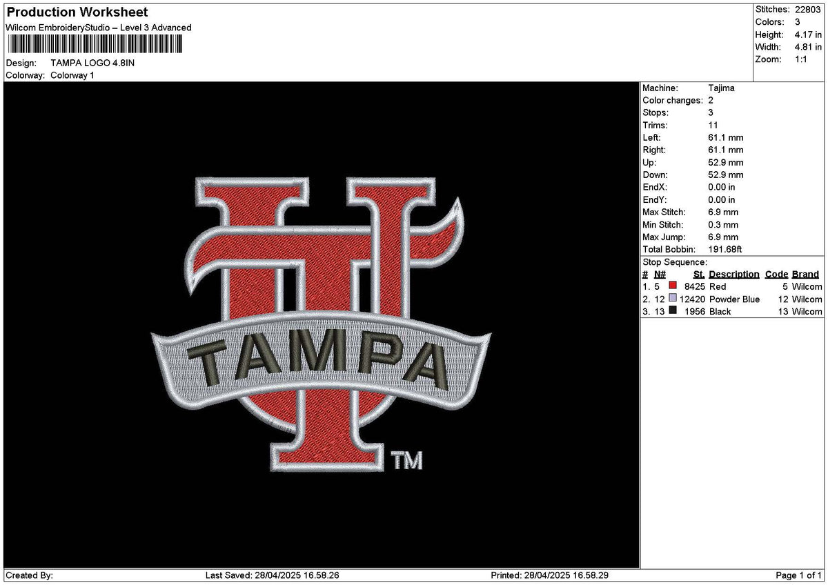 Tampatext Embroidery File 6 sizes