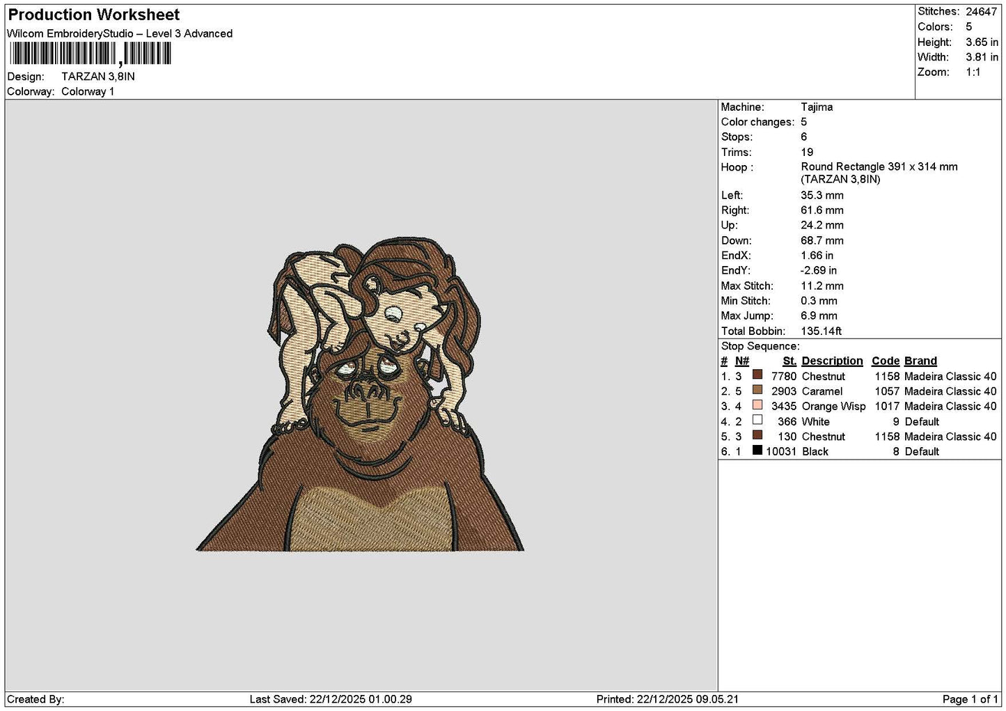 Tarzan Embroidery File 6 sizes