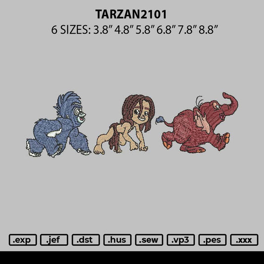 Tarzan2101 Embroidery File 6 sizes
