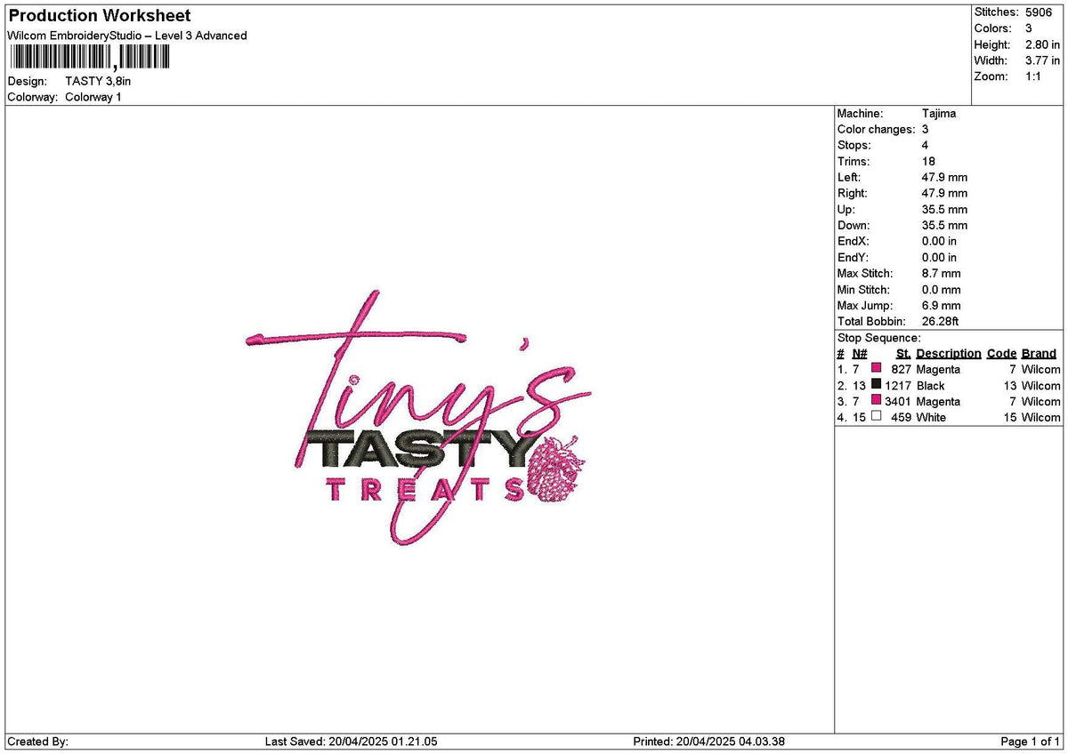 Tastytext Embroidery File 6 sizes