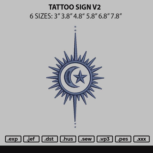 Tattoo Sign V2 Embroidery File 6 sizes