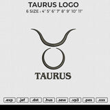 TAURUS LOGO Embroidery File 6 size