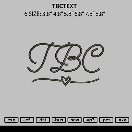 Tbctext Embroidery File 6 sizes