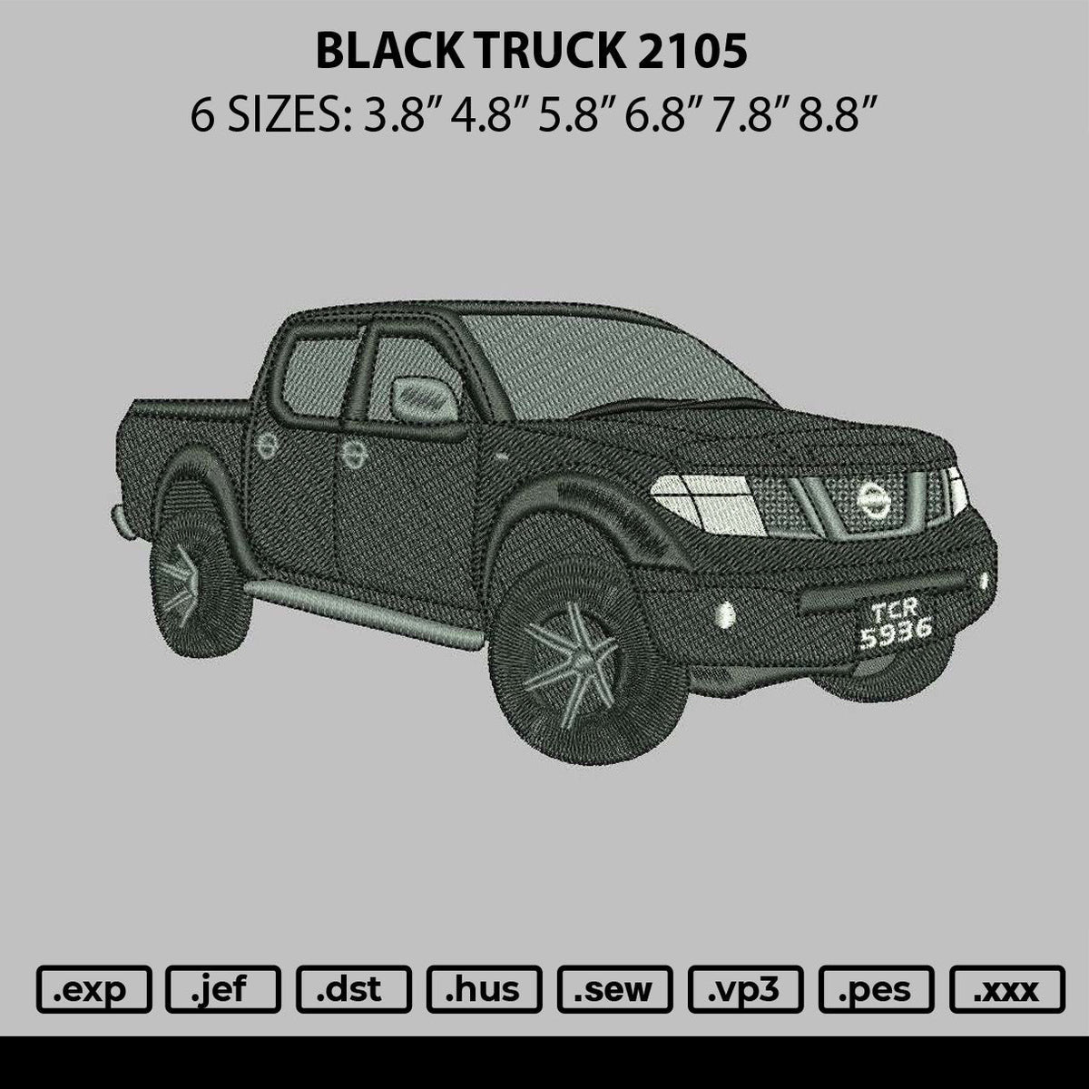 Black Truck 2105 Embroidery File 6 sizes