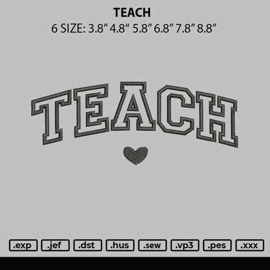 Teach Embroider File 6 sizes