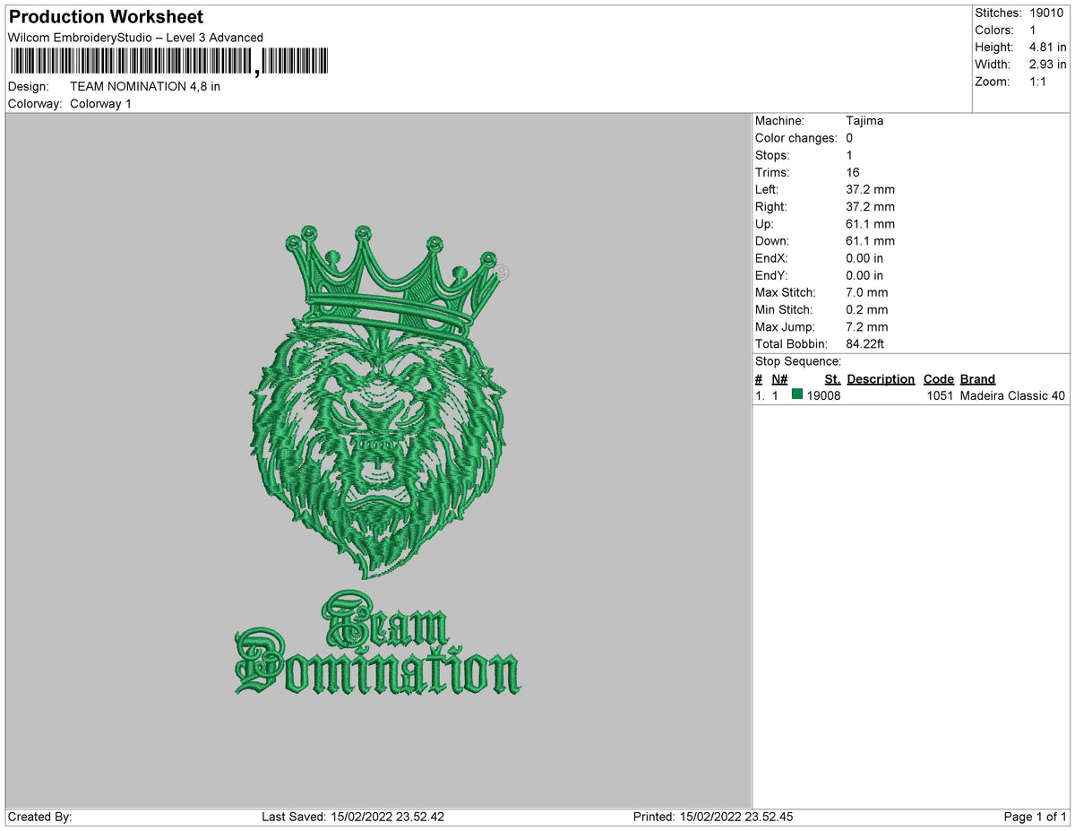 Team Nomination Embroidery