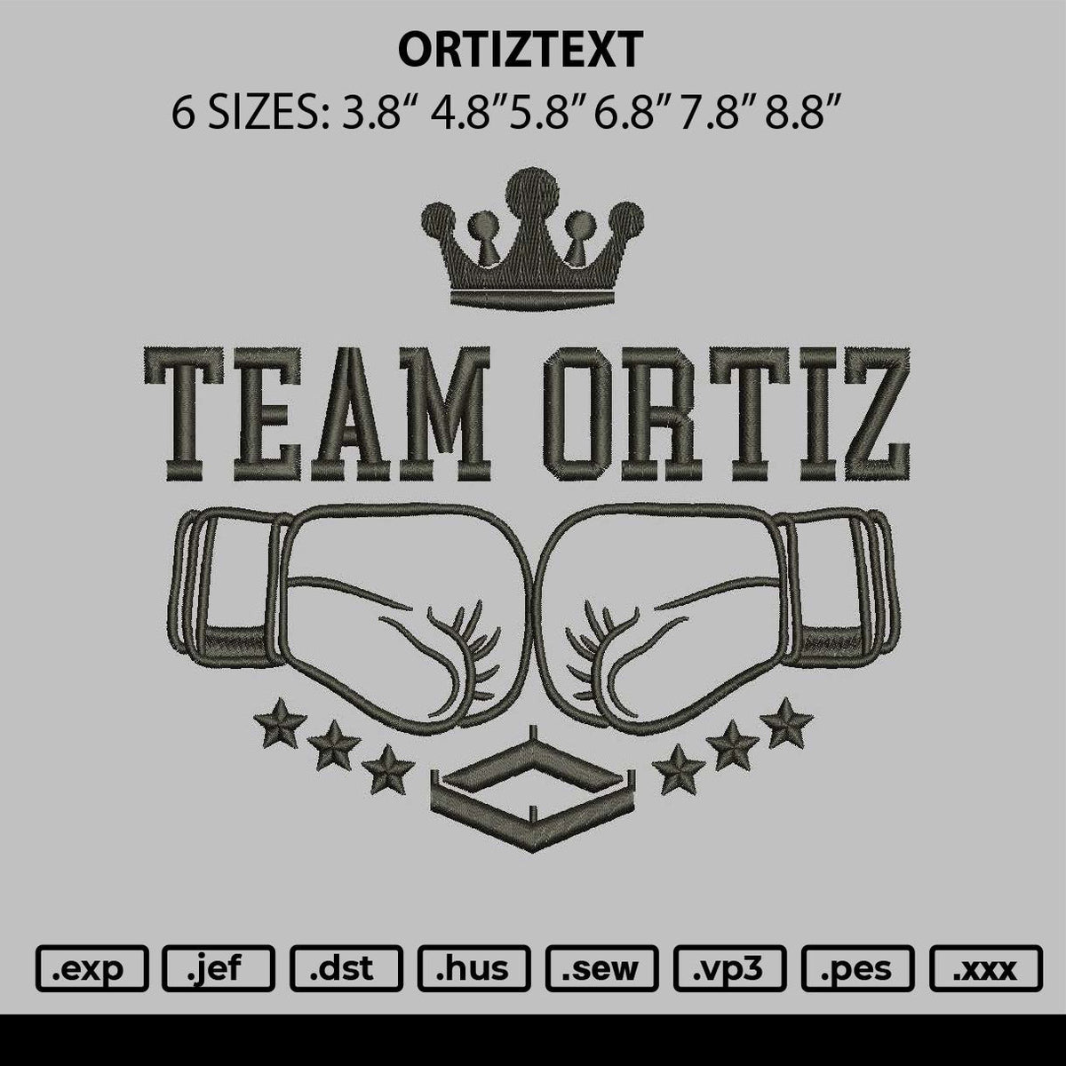 Ortiztext Embroidery File 6 sizes