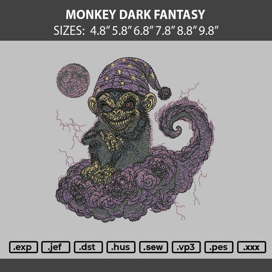 Monkey Dark Fantasy Embroidery Machine Design File
