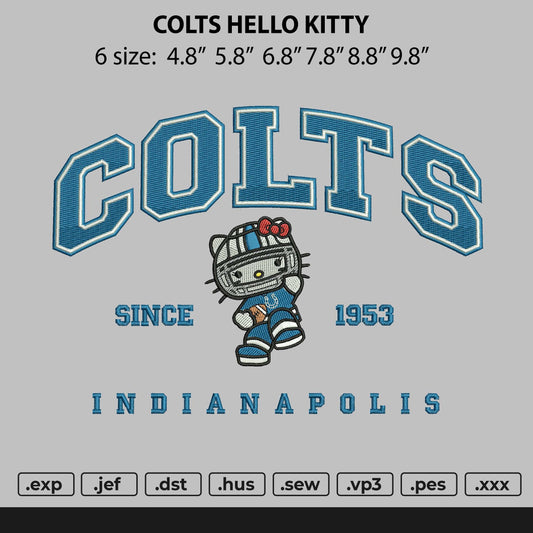 COLTS HELLO KITTY Embroidery File 6 sizes