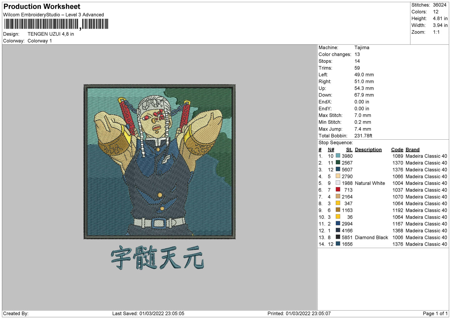 Tengen Uzui Embroidery