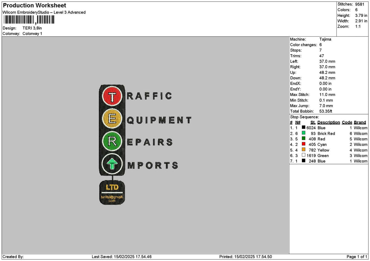 Teritext Embroidery File 6 sizes