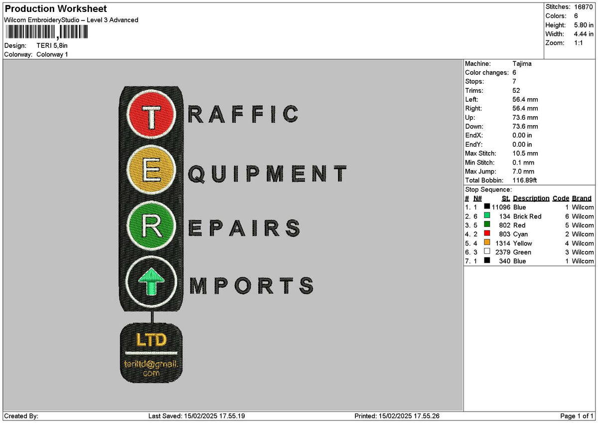 Teritext Embroidery File 6 sizes