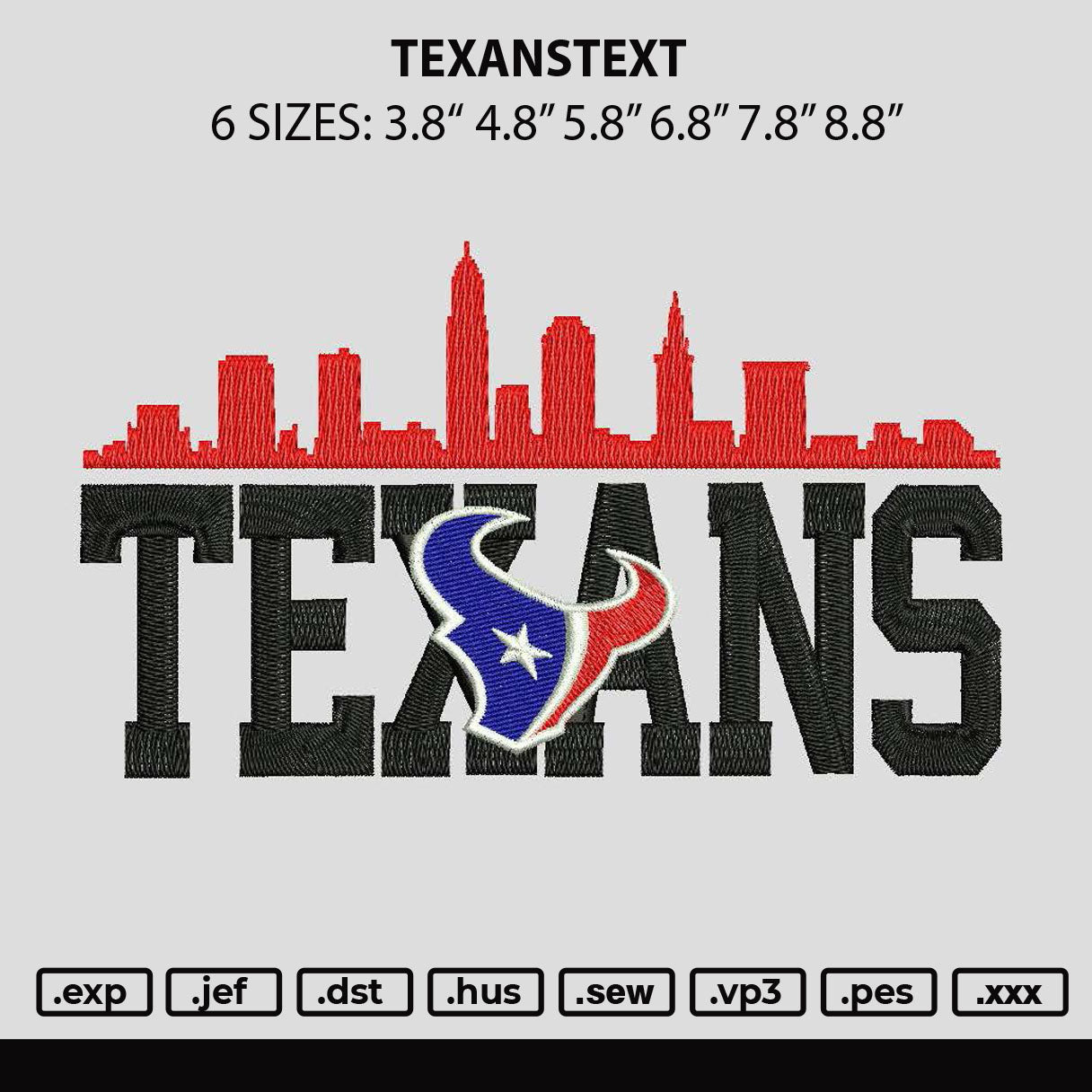 Texanstext Embroidery File 6 sizes