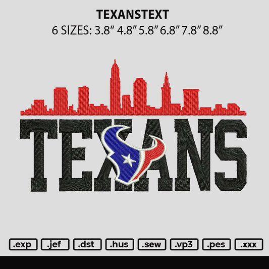 Texanstext Embroidery File 6 sizes