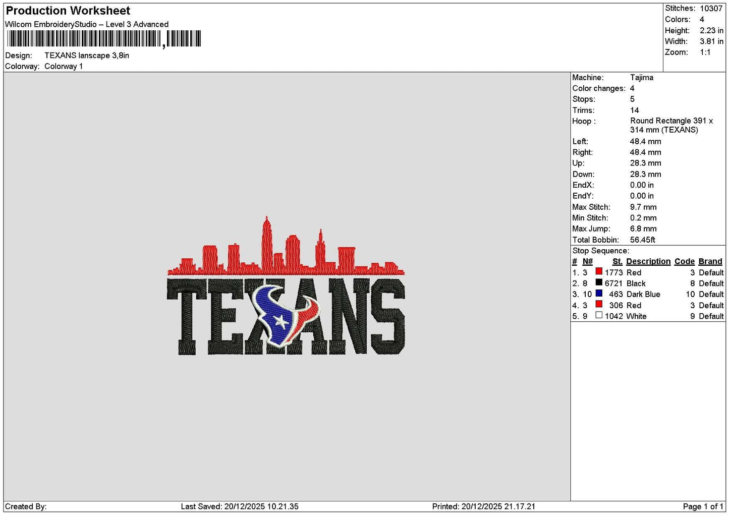 Texanstext Embroidery File 6 sizes