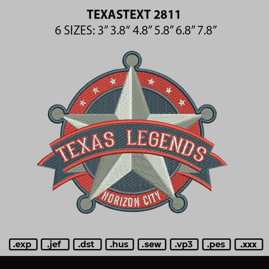 Texastext 2811 Embroidery File 6 sizes