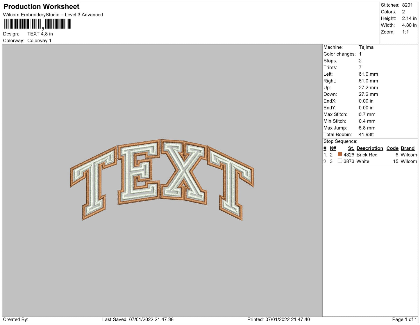 Text Embroidery