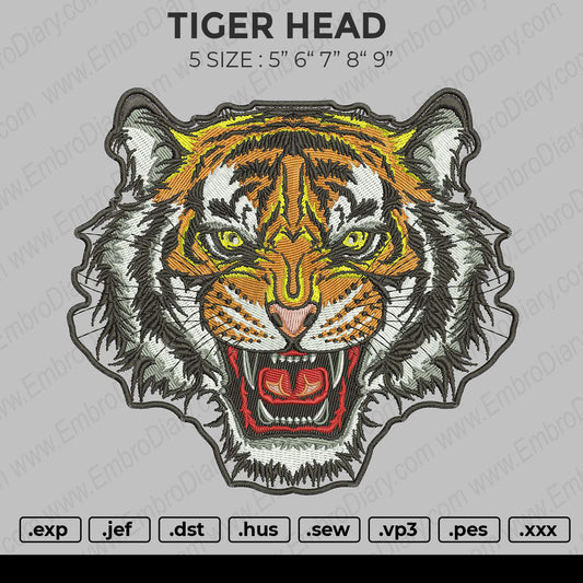 Tiger Head Embroidery