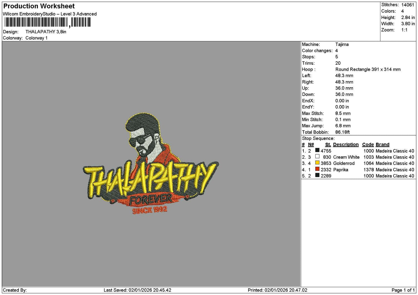 Thalapathytext Embroidery File 6 sizes