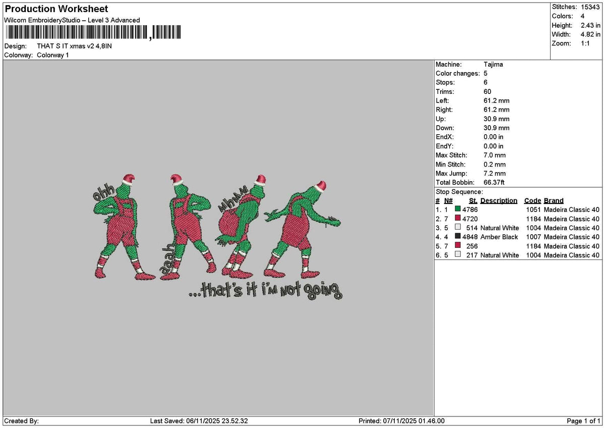 Thatsit Text 0711 Embroidery File 6 sizes