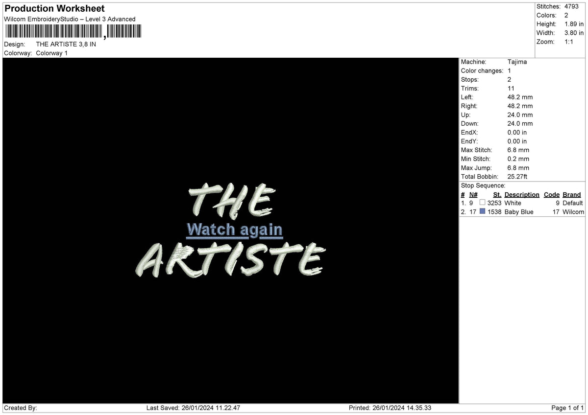 Artistetext Embroidery File 6 sizes