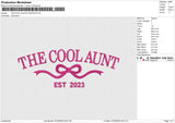 THE COOL AUNT23 300125 Embroidery File 6 sizes