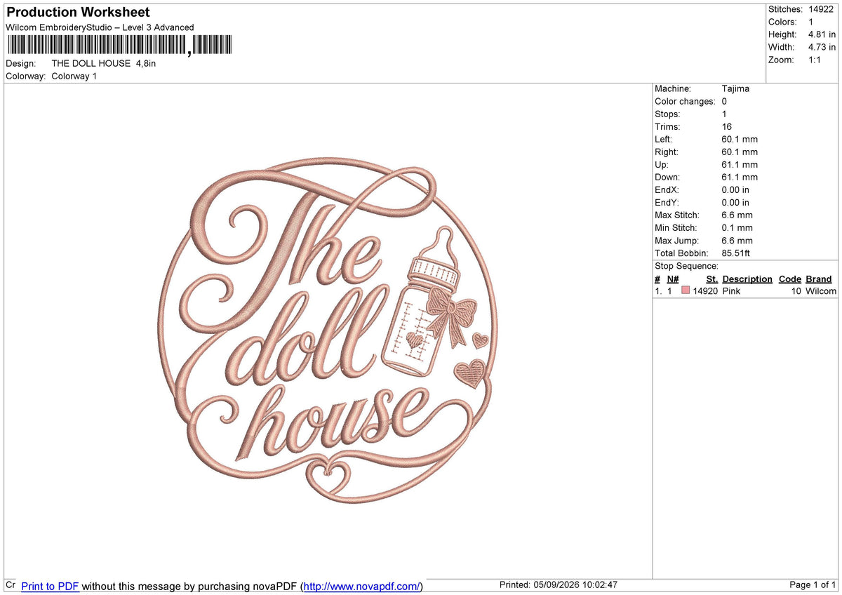 THE DOLL HOUSE Embroidery File 6 size