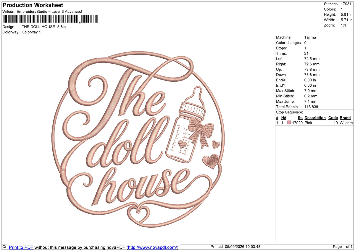 THE DOLL HOUSE Embroidery File 6 size