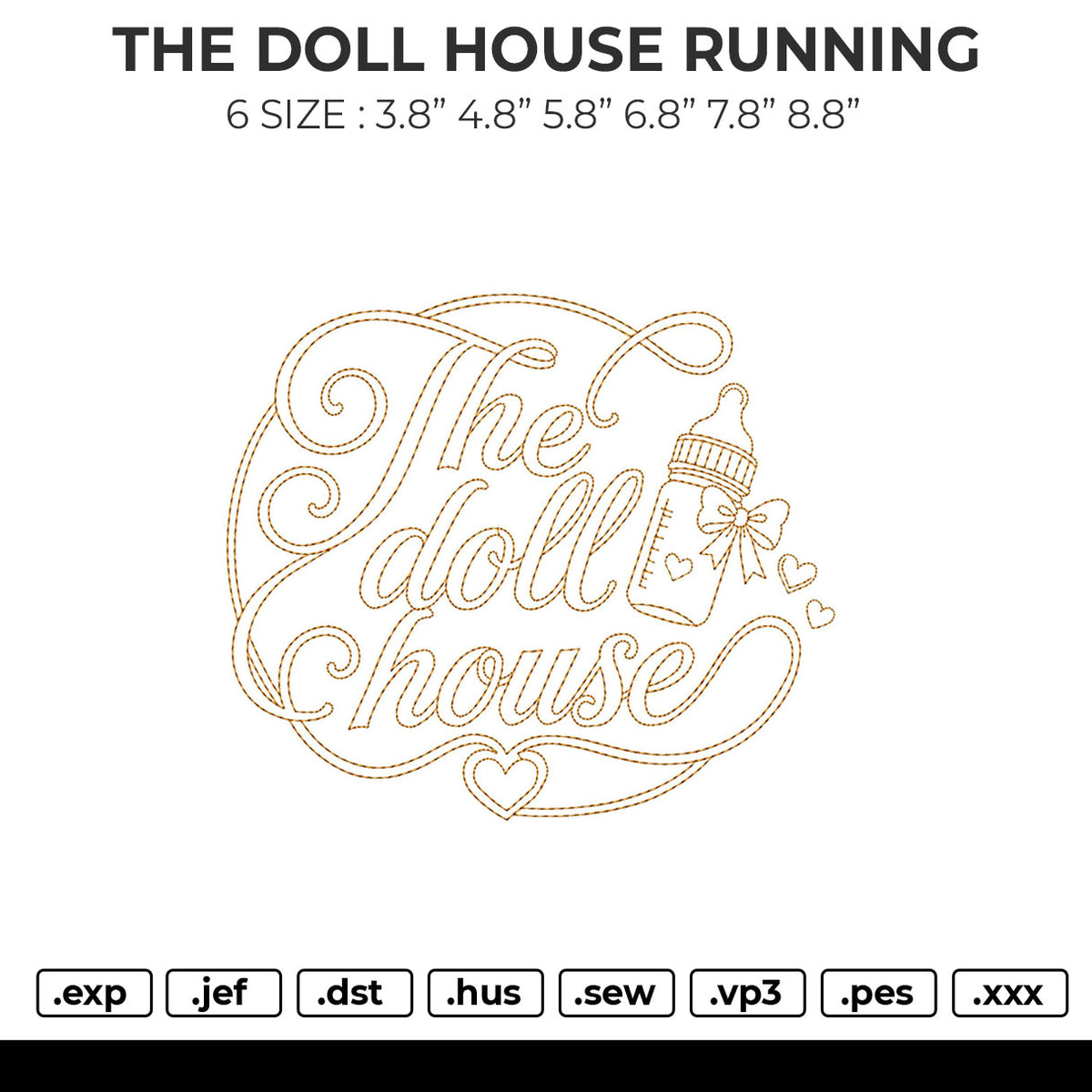 THE DOLL HOUSE RUNNING Embroidery File 6 size