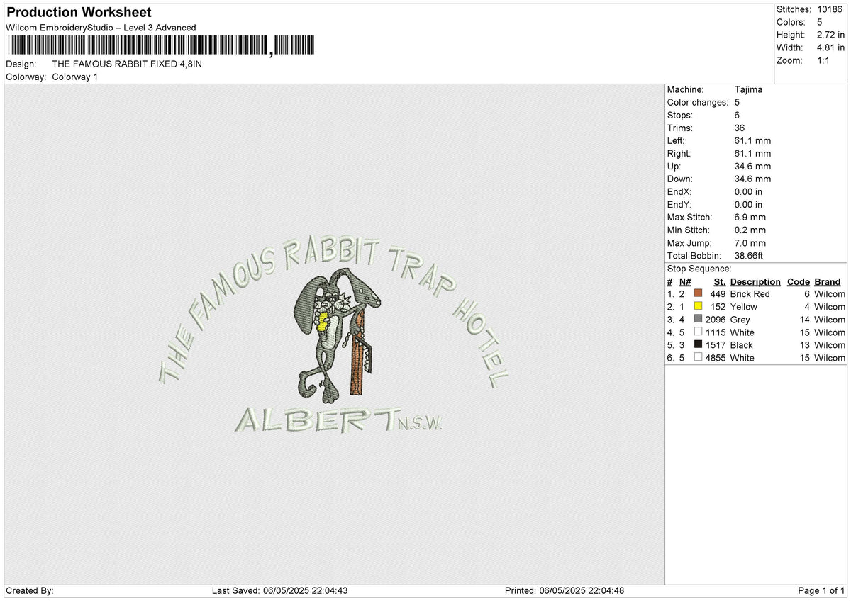 THE FAMOUS RABBIT Embroidery File 6 size