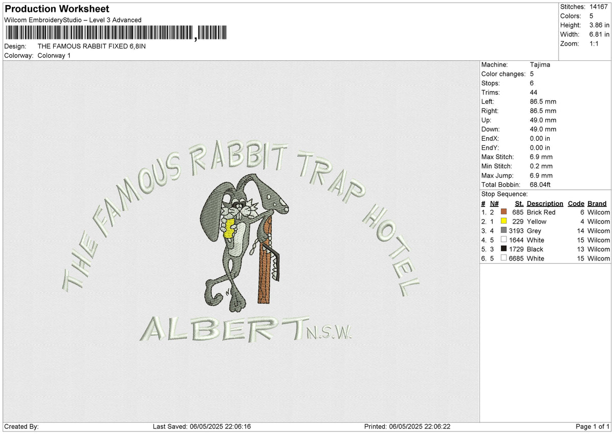 THE FAMOUS RABBIT Embroidery File 6 size