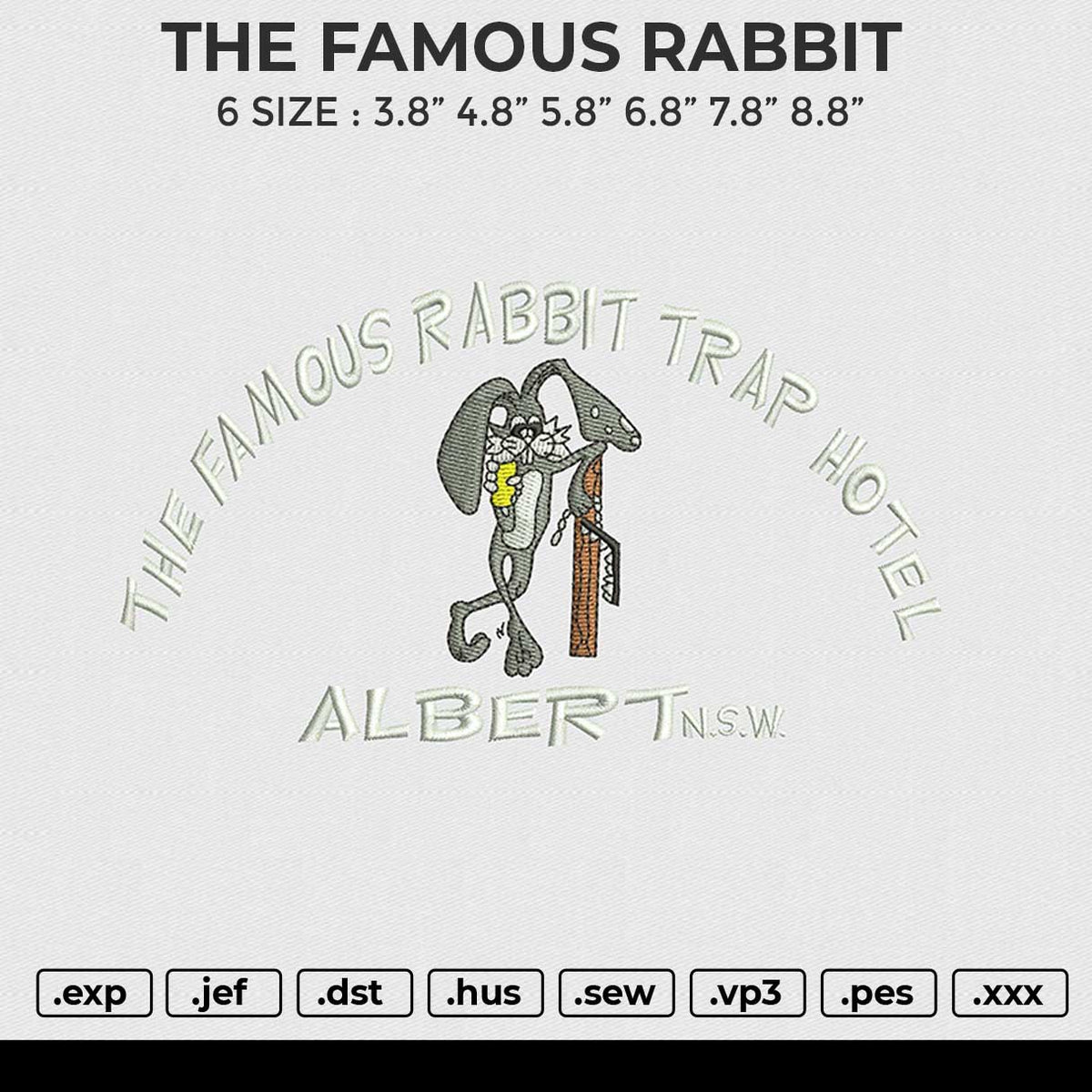 THE FAMOUS RABBIT Embroidery File 6 size