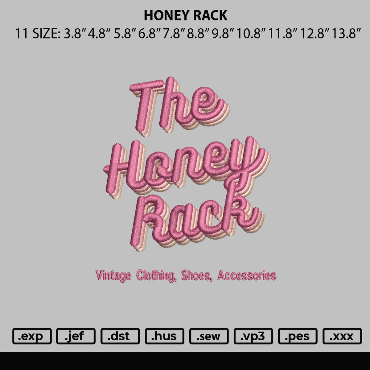 Honey Rack Embroidery File 6 sizes