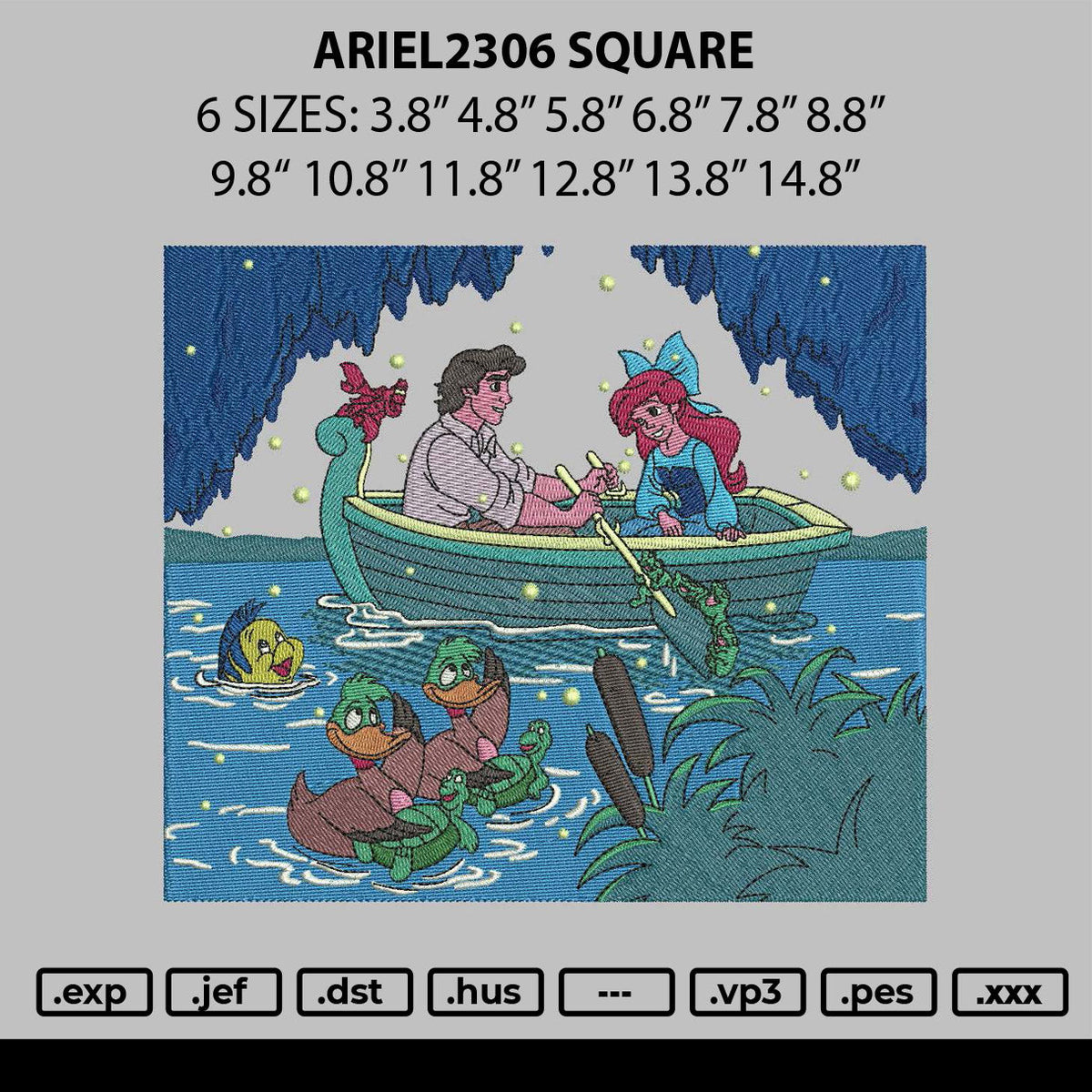 Ariel2306 Square Embroidery File 6 sizes