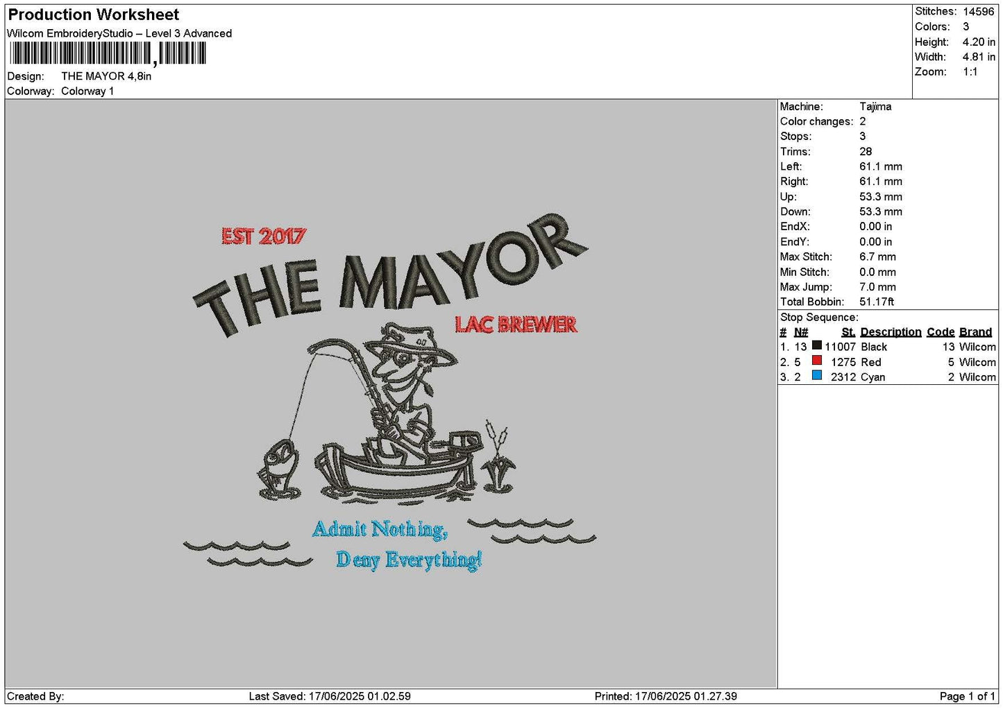 Mayortext Embroidery File 6 sizes